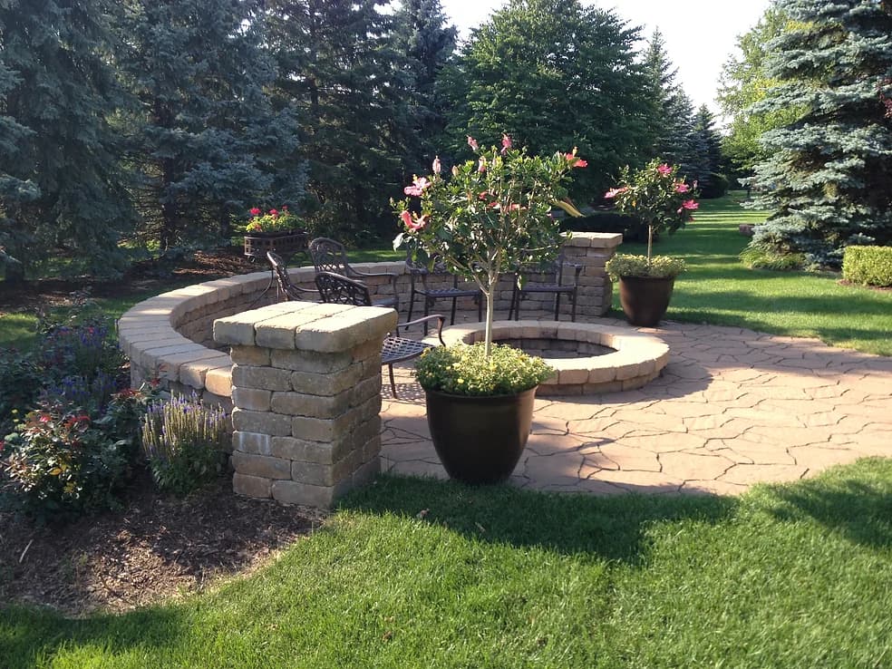 Stone patio installation